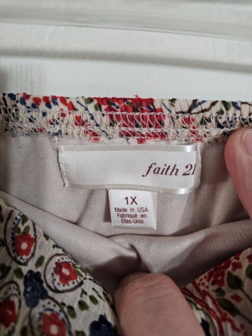Faith 21 Women 1X Strapless Dress Cream Red Paisley Boho Archival Rare Statement - Picture 4 of 7